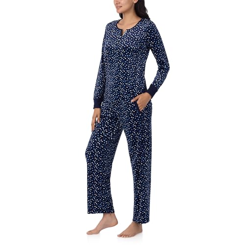 Image of Nautica Long Sleeve Henley Shirt, Soft & Silky Fleece Pajamas for Women Set