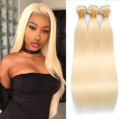Straight Blonde Bundles Human Hair Bundles Brazilian Virgin Hair Weave 8A Honey Blonde Remy Hair Bundles Hair Extension Weave 3 Bundle 613 Bundle 22 24 26 Inch