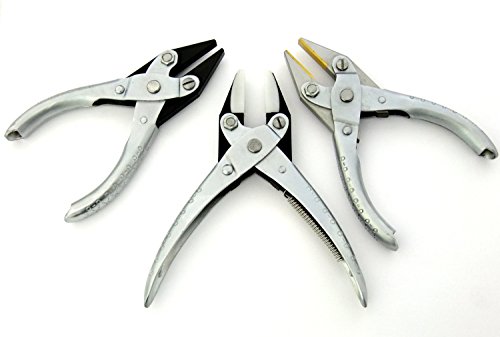 3 Pack Brass, Nylon, and Steel Flat Jaw Parallel Pliers