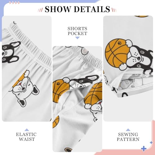 Boys' Pants Basketballs French Bulldog Long Bottoms Jogger Pants Elastic Waist Trousers with Pockets S-XL4