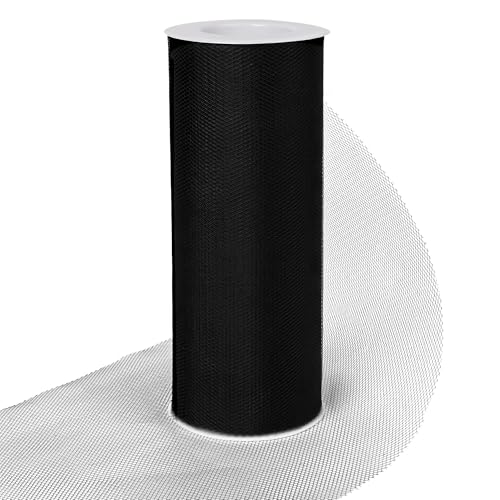 BVIEAKD Black Tulle Ribbon Roll 6 Inch x 25 Yards Perfect for DIY Tutus Gift Wrapping Wedding Baby Shower