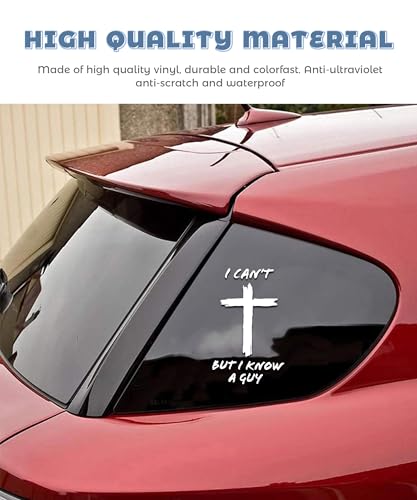 UNLRAE 2PCS Car Stickers,I Can’t But I Know A Guy Automotive Decals,Car Accessories Jesus Christian Cross Bumper Stickers,Suitable for All Cars Trucks Vans SUVs Bumper Windows Decoration (White)