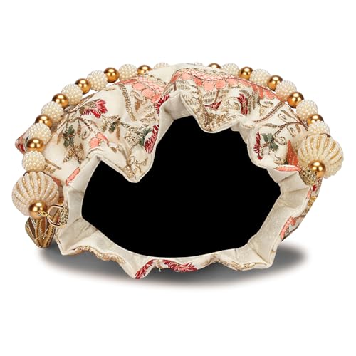 LONGING TO BUY Indian Ethnic Pearls & Sequence Potli Bag for Women, Wedding Potli Bag and For Ethnic Wear4