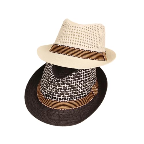 Kids Boys Girls Straw Fedora Panama Hat Toddler Roll Up Short Brim Summer Sun Beach Cap Western Trilby Derby Jazz Hat4