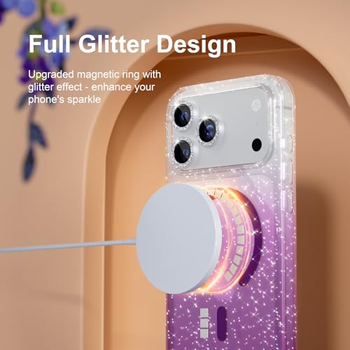 Choiche for iPhone 17 Pro Max Case Compatible MagSafe, Glitter Clear/Purple - image 5
