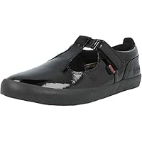 Kickers Kariko T-Bar Girls School Shoes Black Patent 5 UK