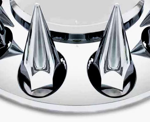2 Pcs Spiked Front Wheel Covers For Semi Trucks With 33mm Lug Nut Covers - ABS Chrome