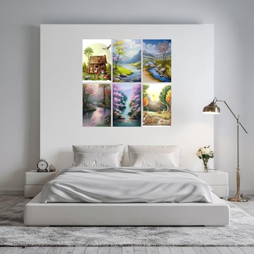 Image of SiddArtify Charming Farm Animals - Peaceful Landscapes Art Print Set - Sticker - 12x18 Inch - Pack of 6 Wall Room Decoration art Poster Prints