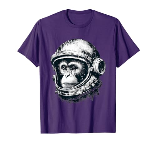Cosmic Vintage Space Travel Astronaut Monkey Retro Helmet T-Shirt