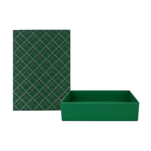 Boîte cadeau en papier fait main Emartbuy vert à carreaux élégante et durable