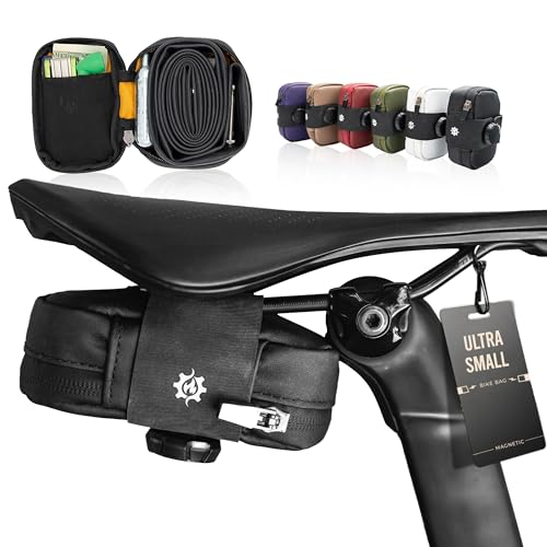 Lumiere & Co. Falcon Magnetic Saddle Bag – 0.37L Ultra Small Bike Bag, Fast Magnetic Buckle Attachment | Road Cycling-Specific Bike Seat Bag (Black, Ultra Small)