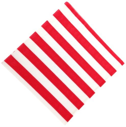 Just Artifacts 20pcs 6.5-Inch Party Paper Napkins (Striped Red)