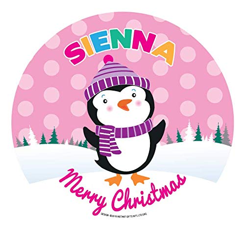 Christmas Dinner Plate - Penguin Design - Name: Sienna