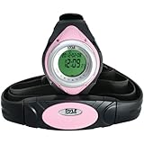 PYLE PHRM38PN Heart Rate Monitor Watch with Minimum, Average & Maximum Heart Rate (Pink)