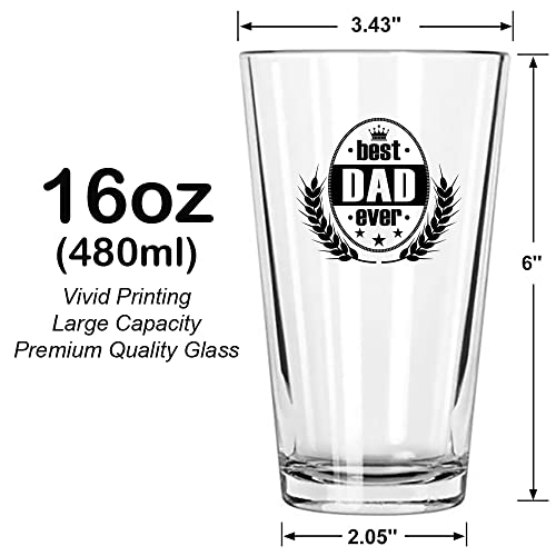 Lozache Best Dad Ever Beer Glass Pint Wine Cup 16Oz, Summer Grill Accessories Beer Gifts For Men Dad Husband From Daughter Son Wife, Birthday Christmas Present For Father New Daddy #TOP1