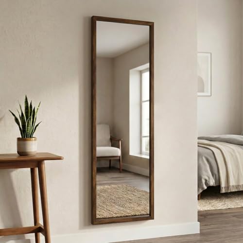 Image of Wakefit Decorative Rectangle Wall Mirror - 47 Inch | Metal Frame Wall Mirror for Living Room Bedroom Entryway Dressing Room Modern Home Decor & Gifting | Agbada Light Brown - 18.1x47.6x2 Inch