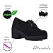 Imagen de Altamoda Zapatos de Mujer Blucher con Plataforma y Cordones de Ante Negro