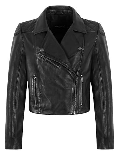 Veste courte en cuir femme pour affronter la ville au quotidien en look motard
