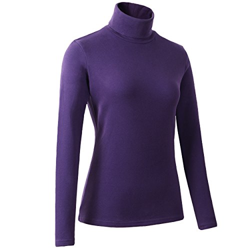 Image of Women's Soft Cotton Turtleneck Top Basic Pullover Sweater