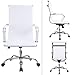 Devoko Office Desk Chair Mid Back Leather Height Adjustable Swivel Ribbed Chairs Ergonomic Executive Conference Task Chair with Arms (White)