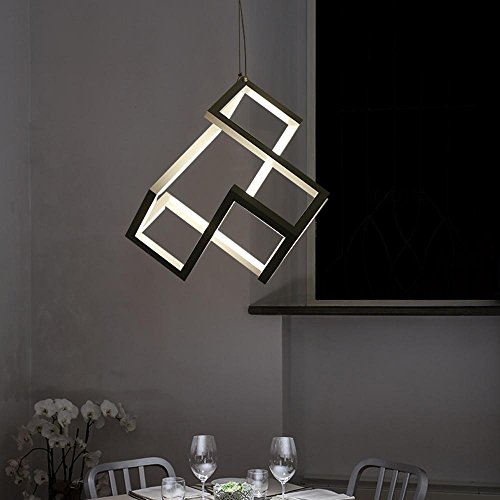 Chandelier LED suspendu moderne noir dimmable 60w pour éclairage de salon