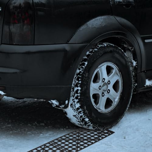 Image of FAVOMOTO 1 Pair Tire Traction Mats, Portable Traction Mats for Snow Tire Grip Aid Anti Skid Car Extraction Mat Tires Traction Board Traction Bands for for off Road Mud Snow Ice Sand