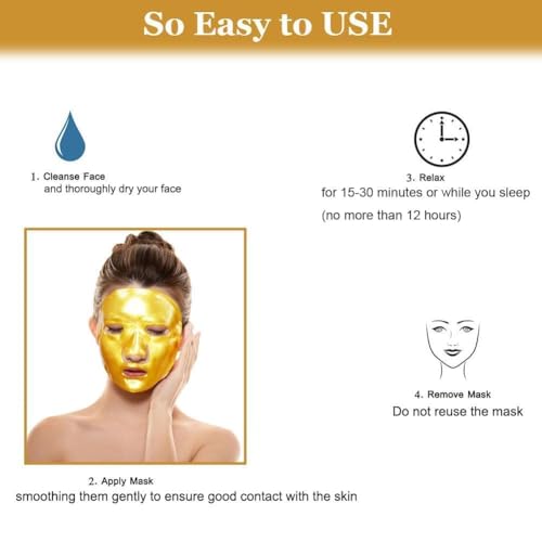 5x New Crystal 24K Gold Powder Gel Collagen Face Mask Masks Sheet Patch,Anti Ageing Aging,Skincare,Anti Wrinkle,Moisturising,Moisture,Hydrating,Uplifting,Whitening,Remove Blemishes & Blackheads - Image 6