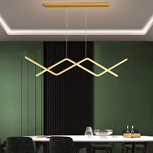 Suspension LED dimmable dorée réglable en hauteur avec télécommande