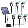 APONUO Christmas Solar Spot Lights Outdoor Color Changing,2 Colors Modes Metal Solar Landscape Lighting RGB Spotlights Waterproof 6-in-1 Wall Lamp for Patio, Pathway, Yard, Garden, Holiday Decoration