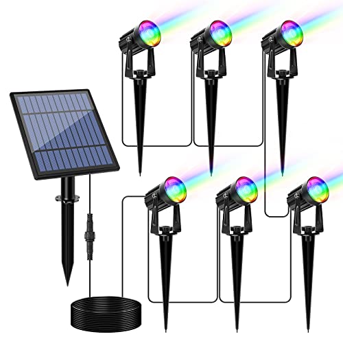 Solar Spot Lights Outdoor Color Changing, 2 Colors Modes Solar Landscape Lighting Rgb Spotlights Waterproof 2-In-1 Wall Lamp For Patio, Pathway, Yard, Garden, Holiday Decoration (Multi-Color) #TOP12