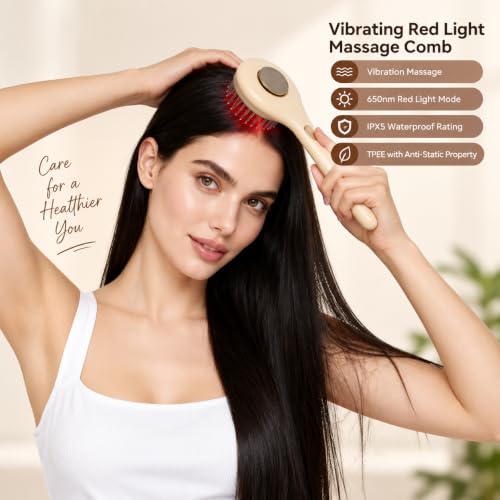 Image of Red Light Hair Therapy Scalp Massager with Oil Applicator, LED Hair Growth Comb, Rechargeable Scalp Massage Brush for Hair Growth, Essential Oil Serum Applicator, Scalp Care Tool for Men & Women