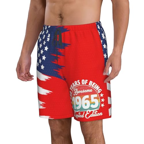 Funny 1965 Vintage 60th Birthday Gifts 60 Years Old Gifts Men's Boardshorts Swim Trunks for Men Stretch and Pockets2