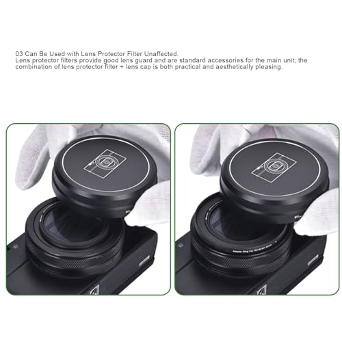 Tapa metálica para lente Diyeeni para cámaras Fujifilm RX100 M6 y M7, compatible con Sony ZV1, 720, 730, 740 — Tapa frontal de 56 mm miniatura 5