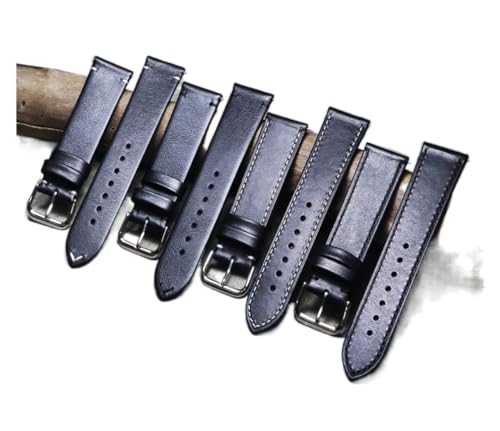 Bracelet de montre en cuir 20mm 22mm fait à la main vintage noir - 7