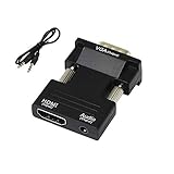 PNGKNYOCN Adaptador HDMI a VGA, 1080P HDMI Hembra a VGA Macho Convertidor con Cable de Audio de 3,5 mm, para Computadora, Proyector, HDTV etc