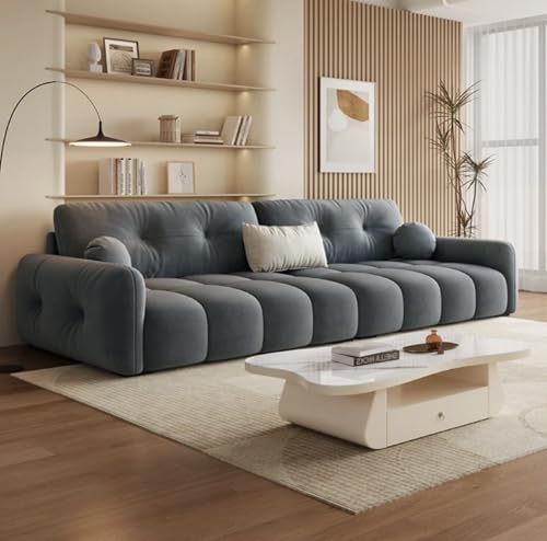 Image of LEGACY OF COMFORT California Velvet Modern Sofa Upholstered 3 Seater Sofa Three Seater Sofa for Living Room Hotels & Offices (Dark Grey)