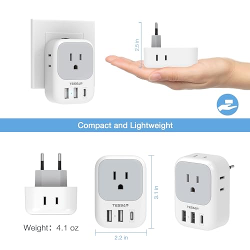 Tessan TS-161-EU-C European Travel Plug Adapter Usb C thumb #5