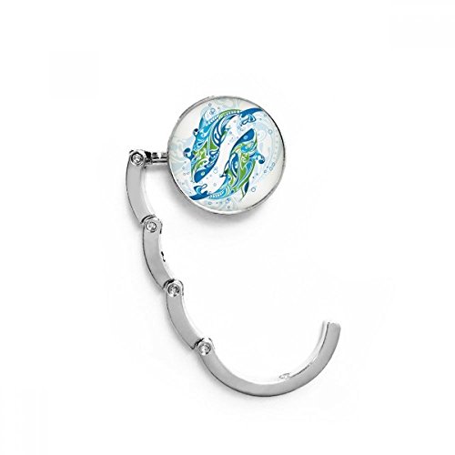 Gancho plegable de bolso para mesa con diseño de ondas de peces DIYthinker