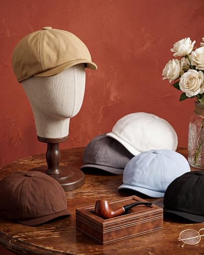 Image of Suhine 6 Pcs Newsboy Cap for Men Octagonal Hat 8 Panel Wool Blend Beret Flat Tweed Adjustable 22 to 24 Inch
