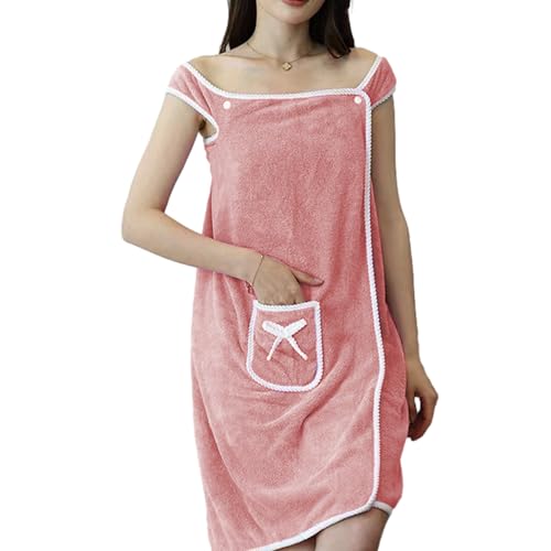 Albornoz para mujer – Modelo de microfibra portátil de secado rápido, suave y cómodo, vestido de sauna para mujer, toalla de sauna de tamaño ajustable, secador de ducha/albornoz portátil para y