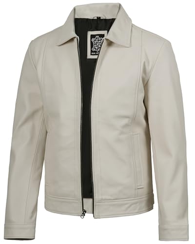 Image of Decrum Vintage Style Mens Leather Jacket - Real Lambskin Classic Shirt Collar Leather Jackets for Men