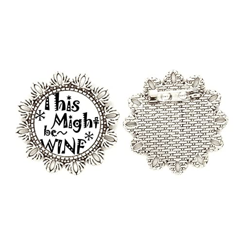 Broche de flor de plata This Might Be Wine tamaño mediano para solapa