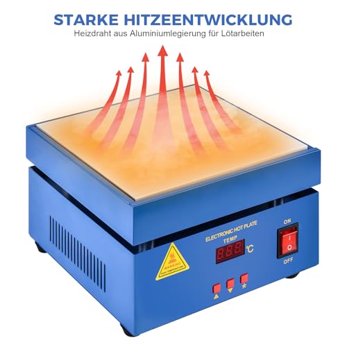PCB Elektrische Heizplatte, 800W Lötstation Heizstation, LED Mikrocomputer Vorwärmstation, 30-400℃ Einstellbar, Vorheizen Station für Komponentenerwärmung, SMD-Rework, PCB-Entfernung und Löten
