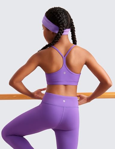 Image of CRZ YOGA Girls Butterluxe Y Back Sports Bra | Light Support, Removable Pads, Yoga, Athletic, Extremely Soft, Scoop Neck, Spaghetti Straps, for Teen
