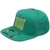 Adventure Time Baseball Cap, BMO Adult Adjustable Skater Snapback Hat with Flat Brim, Teal, One Size