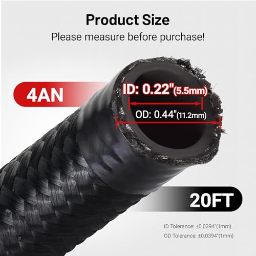 Image of EVIL ENERGY 4AN Fuel Line, AN4 Braided Fuel Hose Nylon CPE 20FT Black