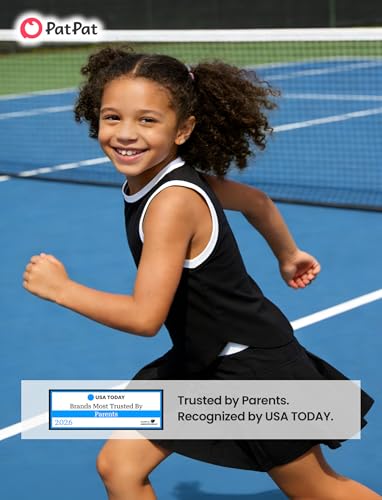 Image of PATPAT Girls Tennis Skirt Sets Moisture Wicking Tank Tops and Pleated Skirts 2 Piece Outfits Activewear Sets 5-12 Years