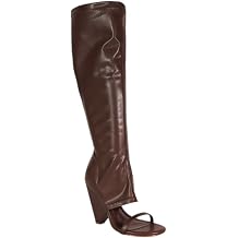 Liliana Womens Chunky Block Heel Peep Open Toe Knee High Boots