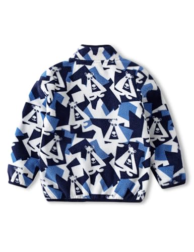 Image of Kids Printed Polar Fleece Jacket Toddler Baby Boys Girls Autumn Winter Warm Sherpa Lining Outerwear Soft Lightweight