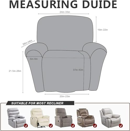 Image of ANARACHON Leather Like Recliner Chair Covers Stay in Place, 4 Pieces Recliner Cover for Recliner Chair, Leather Cover for Recliner slipcovers Washable for Pets (Light Brown)